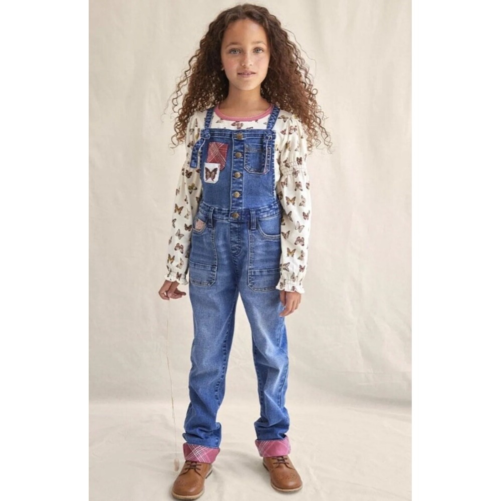 Matilda Jane Girls Harvest Straight Fit Stretch Denim Overalls Size 8